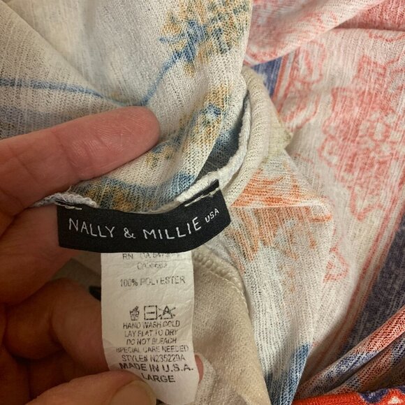 Nally & Millie reversible dress SZ L shift Pullon style unique print made in USA - Picture 10 of 11